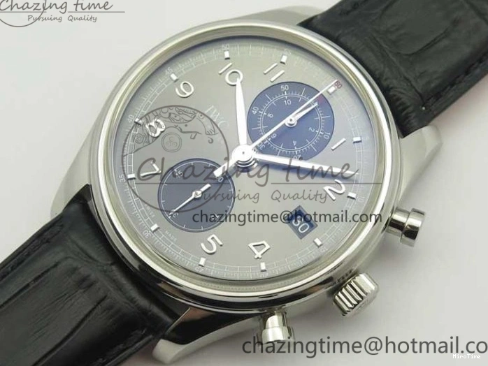 MIROTIME 0213 Portuguese Chrono SS ZF 1:1 Best Edition Gray Dial SS On Black Leather Strap A ZipUp 7215
